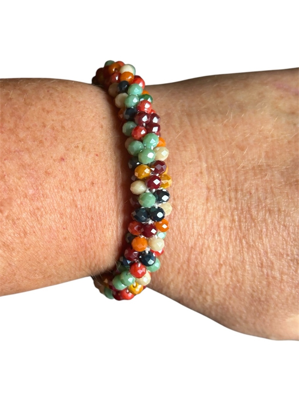 Handmade Bohemian Elastic Glass Bead Bracelet - Multi-Color Stretchable - Picture 6 of 10